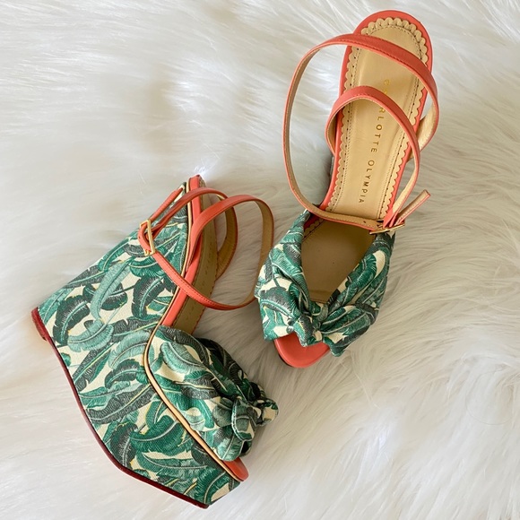 Charlotte Olympia Shoes - Charlotte Olympia high heel floral wedges size 37